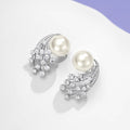 Silver Pearl Meteor Shower Cubic Zirconia Climber Earrings view 2