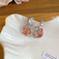 Pink Crystal Strawberry Pearl Necklace Earring Styles view 8