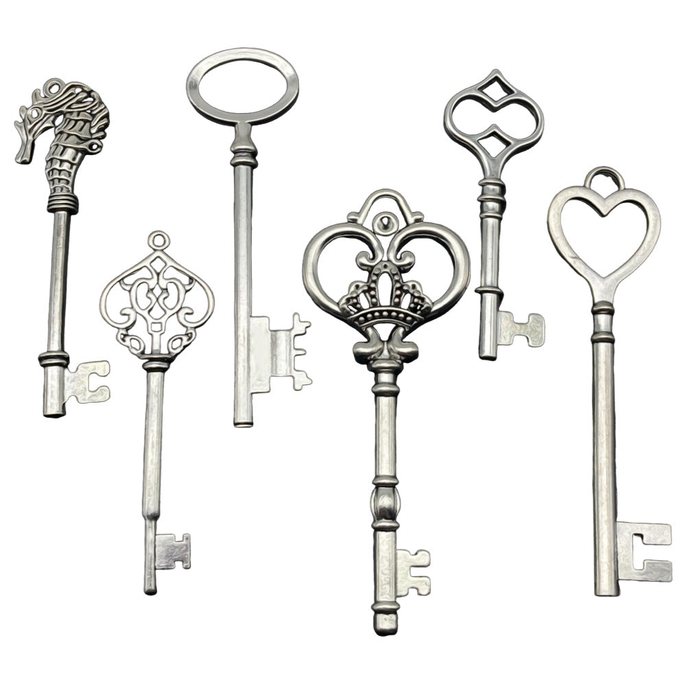 Antique Silver Zinc Alloy Heart Scepter Key Charm Pendant for DIY Necklace Jewelry Making