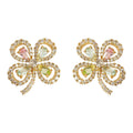 Gold Four-Leaf Clover Pastel Multicolor Crystal Studs view 5