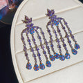 Purple Crystal Statement Earrings in Four Designs with Crystal Accents view 3