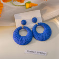 Eight Color Yarn Wrapped Large Round Disc Earrings view 11
