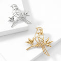Openwork Bird on Branch Brooch in Gold or Silver Tone view 2