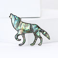 Abalone Shell Wolf Brooch With Silver Tone Outline view 2