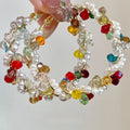 Multicolor Beaded Oversized Gold Tone Hoop Earrings view 2