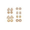 Gold Pearl Cat Eye Sixteen Piece Mixed Stud Earring Set view 5