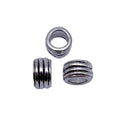 Triple Groove Large Hole Bead in Antique Silver Metal Finish view 4