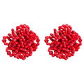 Red Handwoven Beaded Crystal Flower Cluster Stud Earrings view 5