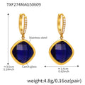 Gold Hoop Drop Earrings Cushion Czech Glass Pave Hoops view 10