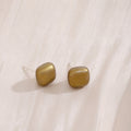 Rounded Square Small Stud Earrings in Three Colors view 2
