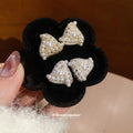 White Faux Pearl Cluster Rounded Triangle Stud Earrings view 1