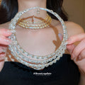 Multi-Layer Crystal Pearl Chokers Necklace Bracelet Earring Sets view 3