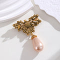 Red Gold Tone Flower Pearl Look Four Designs Metal Brooch Pin view 5