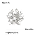 Pearl Center Starburst Flower Brooch in Gold or Silver Tone view 6