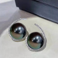 Faux Pearl Crescent Pavé CZ Stud Earrings Three Colors view 6