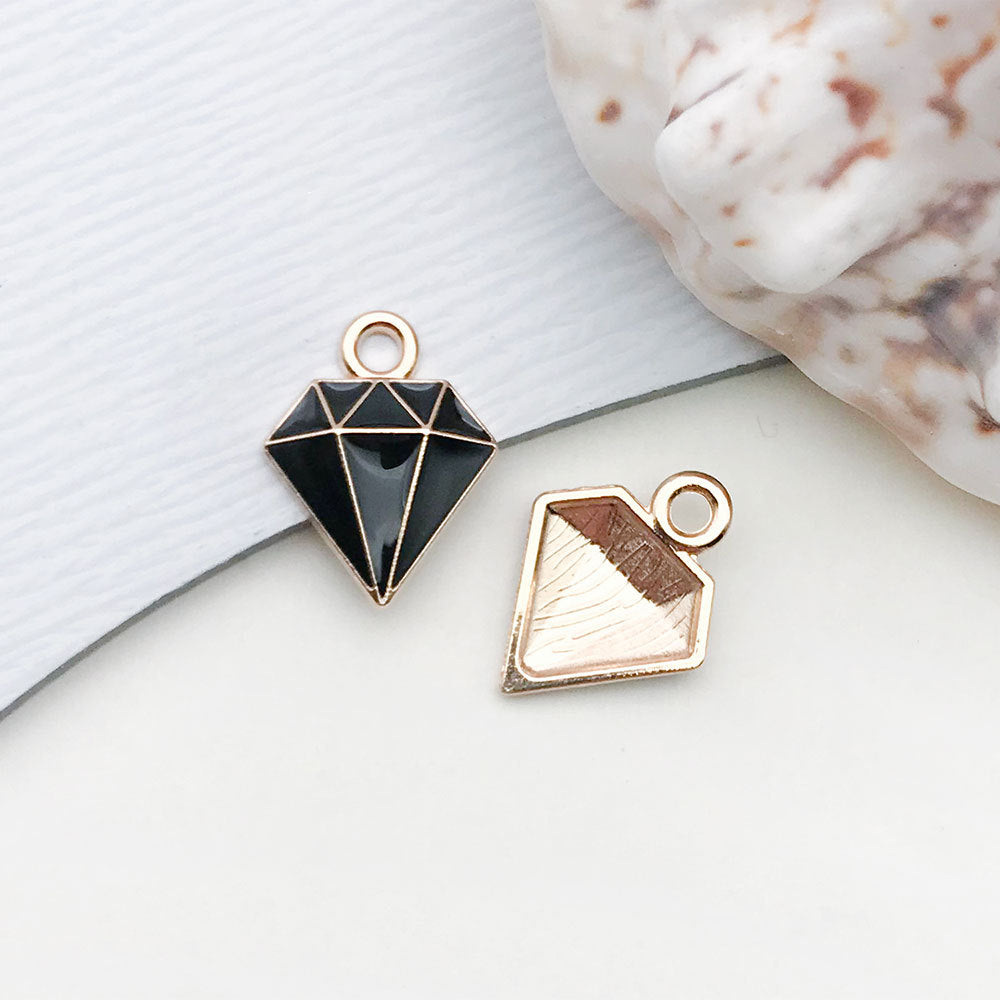 Black Enamel Zinc Alloy K Gold Style Charm Pendant for DIY Keychain Car Hanging Jewelry