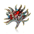 Spiky Crystal Flower Brooch in Red Multicolor or Navy Blue view 1