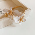 Open Dual Flower Enamel Cuff Bracelets Gold Silver view 8