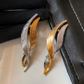 Two-Tone Gold Silver Twisted Leaf Crystal Edge Brooch view 6
