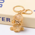 Rhinestone Poodle Dog Keychain Gold Tone Sitting Charm view 4