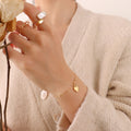 Flat Heart Pendant Twisted Link Bracelet Gold Steel view 3