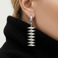 Stacked Polished Disc Drop Earrings in Gold and Silver Tone view 4