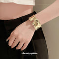 Irregular Mirror Finish Wide Open Cuff In Silver Tone Or Gold Tone view 2