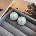 Red White and Cream Oversized Round Ball Stud Earrings view 7