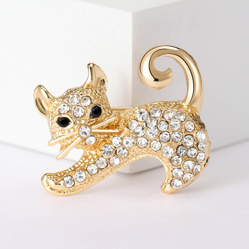 Playful Cat Brooch styled angled view