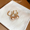 Gold Pearl Hoops
