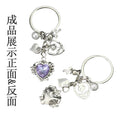 Purple Heart Rose and Leaf Charm Keychain with Metal Hardware view 4