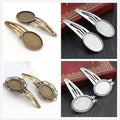 Ornate Round and Oval Bezel Tray Metal Hair Clip Blanks view 4