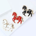Running Horse Brooch With Crystal Saddle in Three Enamel Colors view 4