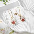 Gold Tone Small Teardrop Pressed Flower Drop Earrings in Eight Designs view 4