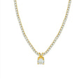 Full CZ Tennis Necklace Round Solitaire Pendant Drop view 5