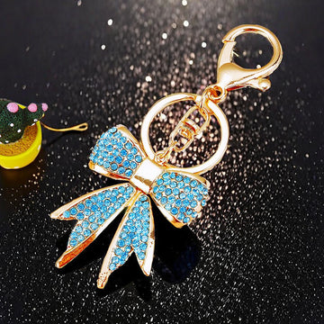 Full Crystal Bow Keychains in Pink Blue White and Assorted Colors