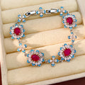 Flower Crystal Necklace Bracelet Earring Sets Gold Silver view 12