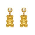 Crystal Bear Drop Earrings in Gold and Silver Tone view 5