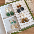 Geometric Resin Drop Earrings in Four Colorways for Everyday Styling view 2