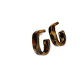 Leopard Print Resin U Hoop Stud Earrings Statement Pair view 5