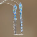 Blue Green Crystal Chain Tassel Stud Earrings Fashion Jewelry view 1