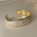 Gold Rim Wave Open Cuff Bracelets White Coffee Enamel view 1