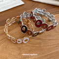 White Gold Irregular Enamel Disc Stretch Bracelet Style view 3
