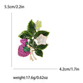 Magenta Rhinestone Berry Brooch Enamel Leaves Butterfly view 4