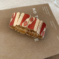 Enamel Abstract Panel Stretch Bracelets Hammered Metal 4 Colors view 9