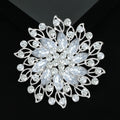 Marquise Crystal Flower Brooch Openwork Leaf Two Tones view 3