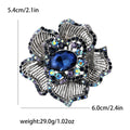 Striped Petal Flower Brooch with Large Crystal in Six Colors view 9