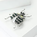 Silver Tone Beetle Brooch with Green Crystal Wing Details view 3