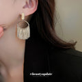 Metal Fringe Earrings In Gold And Silver Tones With Polished Metal Tone Details view 4