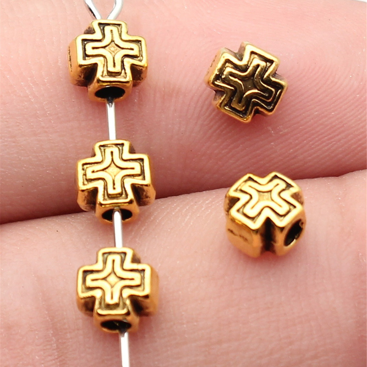 6x5.6x4.6mm 0.45g Multicolor Zinc Alloy Cross Small Hole Beads for DIY Bracelet Jewelry Accessories